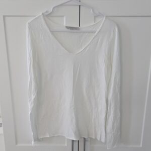 Allsaints Long Sleeve White Vneck Shirt Size XS